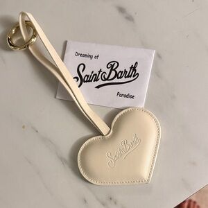 Cream Heart Leather Bag Charm